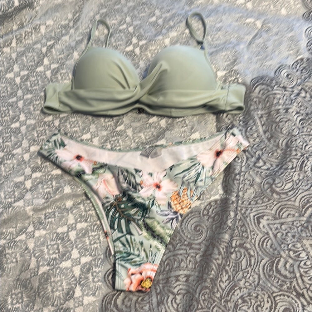Floral Green Bikini Set